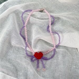 Elegant Purple and Pink Beaded Necklace
